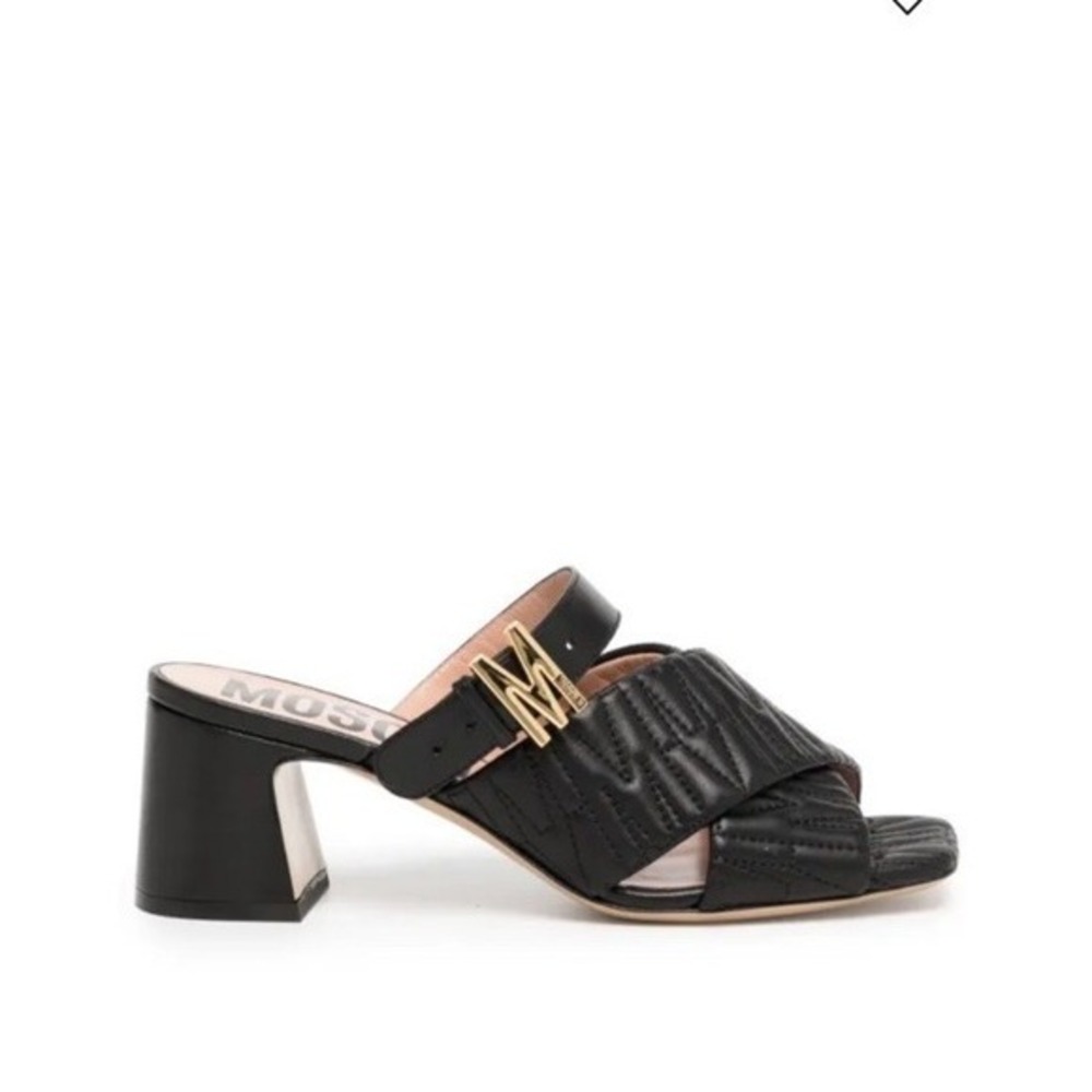 Moschino 60MM‎ Leather Sandals Mules Black 40 EU/US 9 Quilted Classic Staple